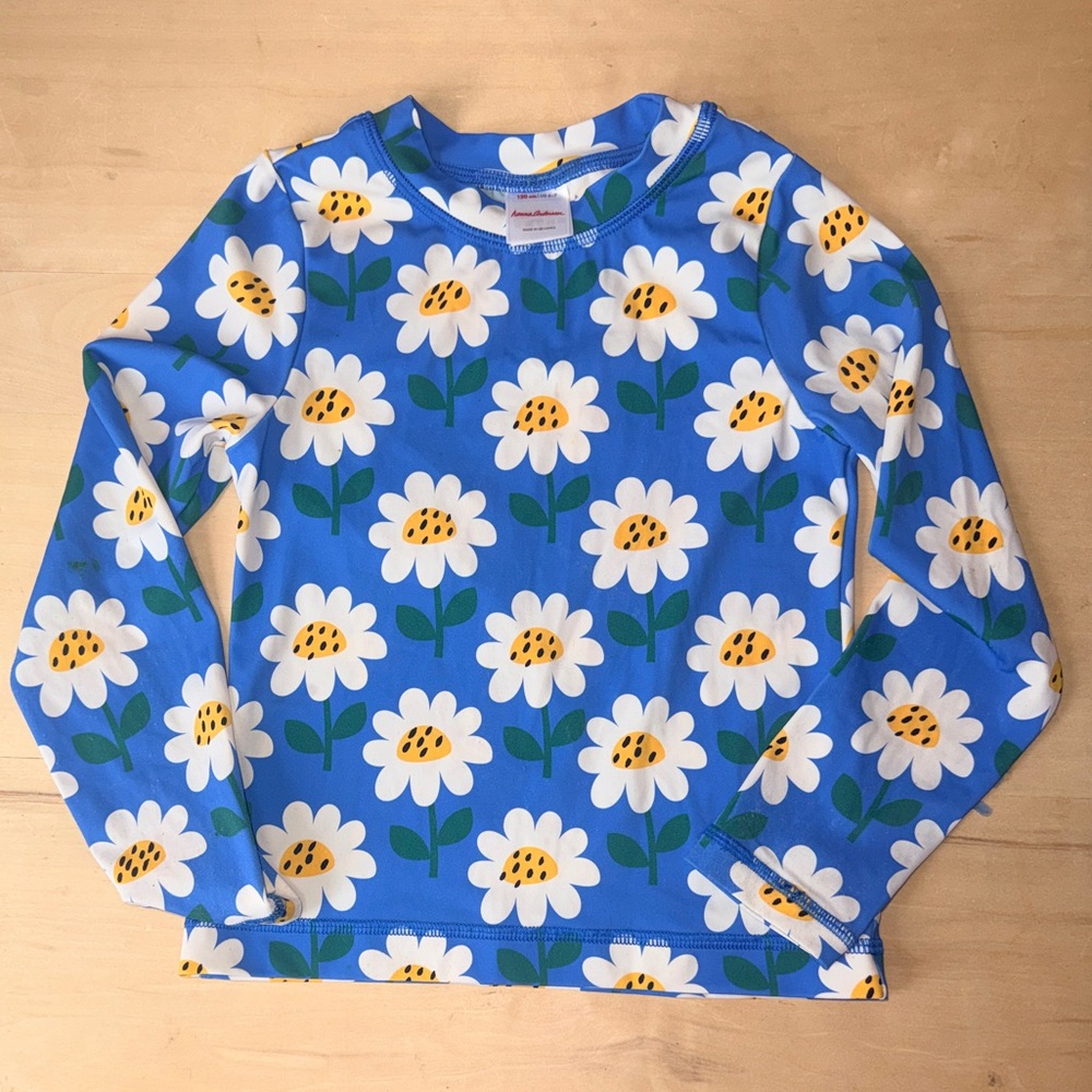 Hanna Andersson Blue and White Floral Long Sleeve Rash Guard